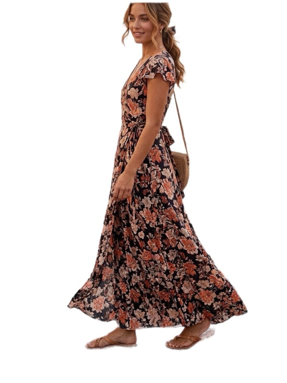 B.O.G Collective Long Wrap Floral Dress Size L